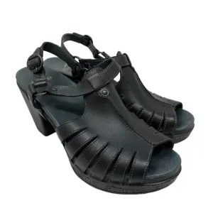 Dansko Randa Dress Sandals Womens 41 US 10.5-11 Black Leather Comfort Shoes