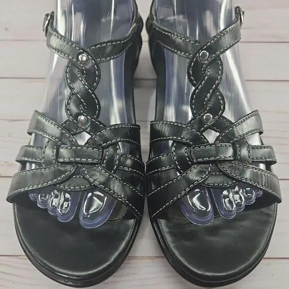 Dansko Shoes Womens 39 Calliope Sandal Black Leather Strappy Buckle‎ Comfort