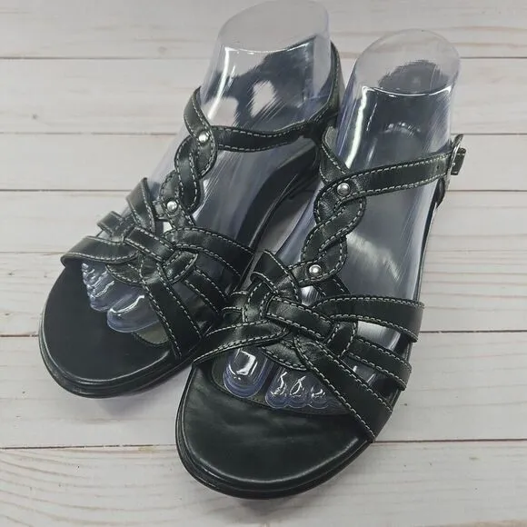 Dansko Shoes Womens 39 Calliope Sandal Black Leather Strappy Buckle‎ Comfort