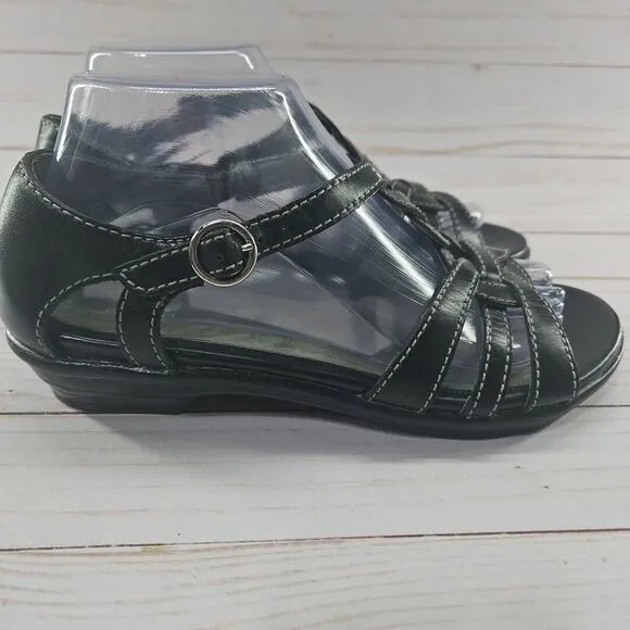 Dansko Shoes Womens 39 Calliope Sandal Black Leather Strappy Buckle‎ Comfort