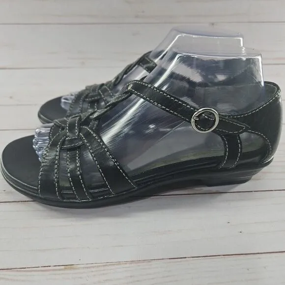 Dansko Shoes Womens 39 Calliope Sandal Black Leather Strappy Buckle‎ Comfort