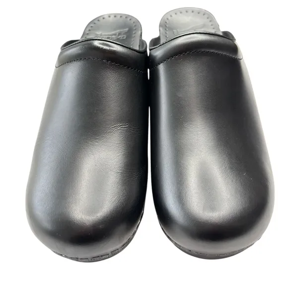 Dansko Womens Black Leather Clog Mules 39 US 8.5 / 9 Professionally Comfort Shoe