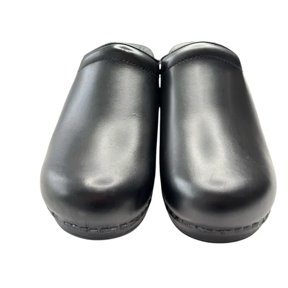 Dansko Womens Black Leather Clog Mules 39 US 8.5 / 9 Professionally Comfort Shoe