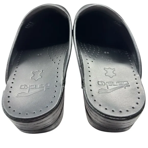 Dansko Womens Black Leather Clog Mules 39 US 8.5 / 9 Professionally Comfort Shoe