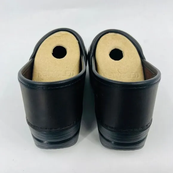 DANSKO WOMENS PROFESSIONAL 206-780202 ANTIQUE BROWN/BLACK LEATHER CLOGS SIZE7.5B