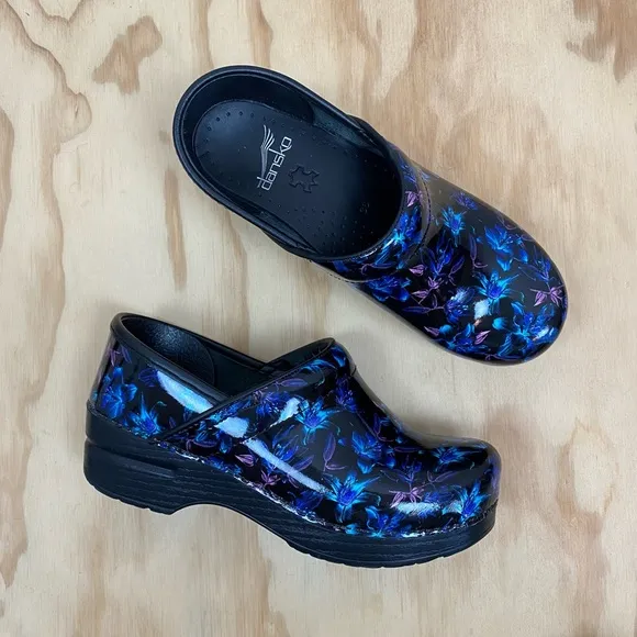 Dansko Women's Professional Patent Leather Clog Night Bloom
