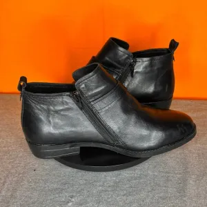 David Tate Maizy Bootie Black Buckle Leather Side Zip 8.5 W