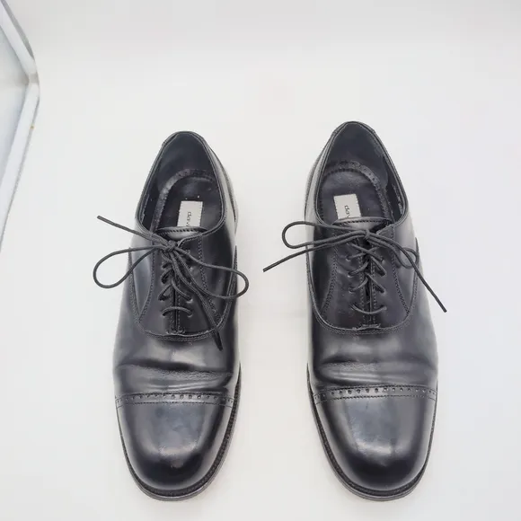 David Taylor Sz 11 Classic Black Leather Men's Dress Shoes Cap Toe