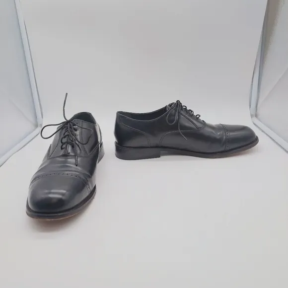 David Taylor Sz 11 Classic Black Leather Men's Dress Shoes Cap Toe