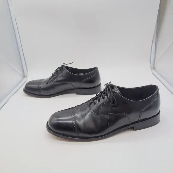 David Taylor Sz 11 Classic Black Leather Men's Dress Shoes Cap Toe