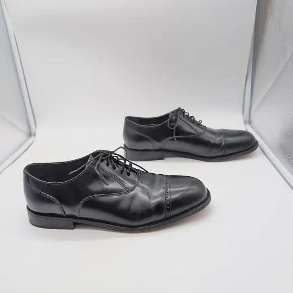David Taylor Sz 11 Classic Black Leather Men's Dress Shoes Cap Toe