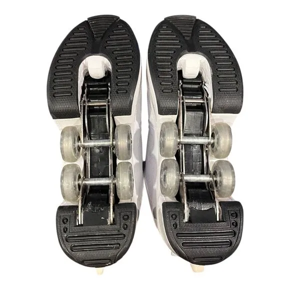 Deformation Roller Skate Shoes Retractable Wheels White Womens Size 9.5