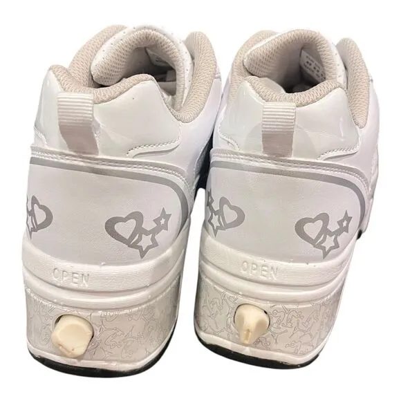 Deformation Roller Skate Shoes Retractable Wheels White Womens Size 9.5