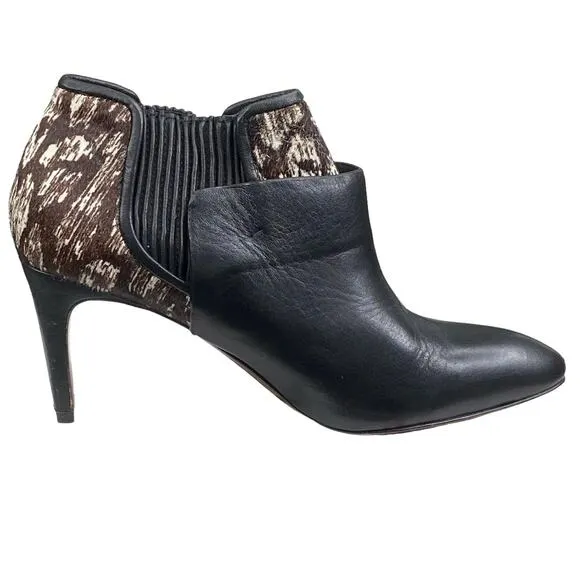 Derek Lam 10 Crosby Women's Black Leather Brown Ankle Boot Size US 6