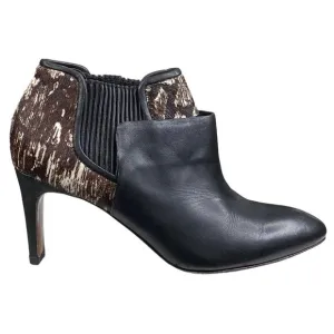 Derek Lam 10 Crosby Women's Black Leather Brown Ankle Boot Size US 6