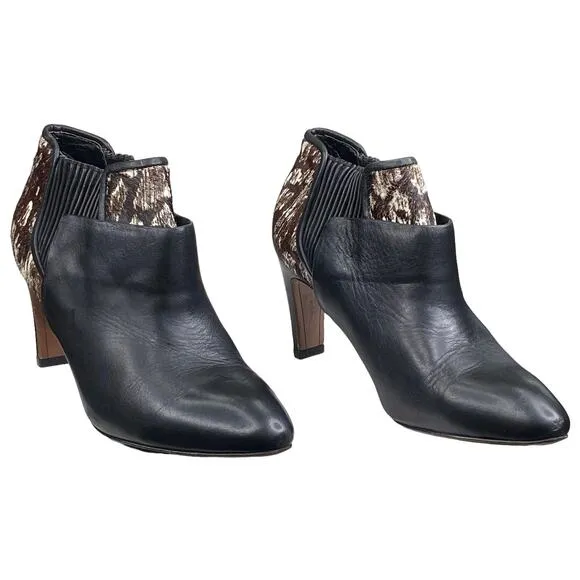 Derek Lam 10 Crosby Women's Black Leather Brown Ankle Boot Size US 6