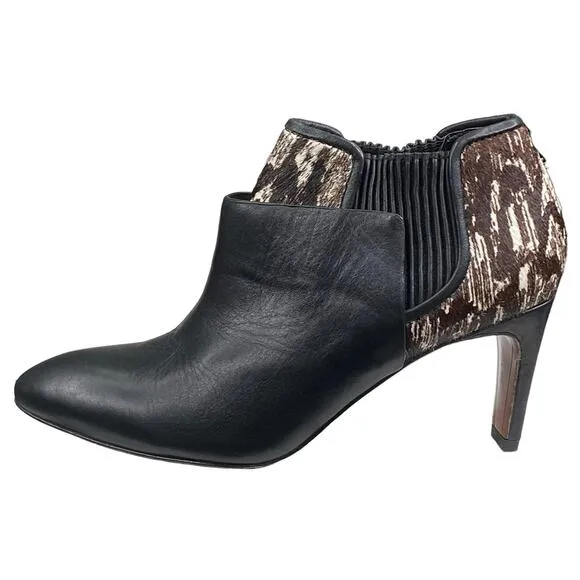 Derek Lam 10 Crosby Women's Black Leather Brown Ankle Boot Size US 6