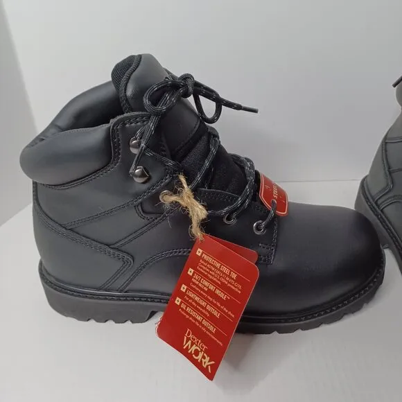 Dexter Steel Toe Boots Mens 11 Black Lace-Up Oil Resistance Workwear Utility NWT