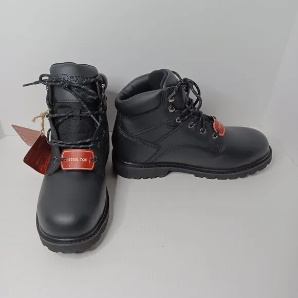 Dexter Steel Toe Boots Mens 11 Black Lace-Up Oil Resistance Workwear Utility NWT