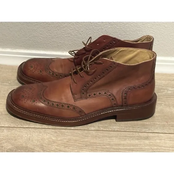 Dino Corvari Men's brown Wingtip Leather Chukka Boots Size 10 Handmade‎ in Italy