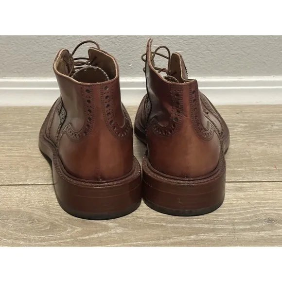 Dino Corvari Men's brown Wingtip Leather Chukka Boots Size 10 Handmade‎ in Italy