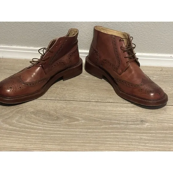 Dino Corvari Men's brown Wingtip Leather Chukka Boots Size 10 Handmade‎ in Italy
