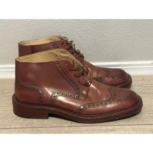 Dino Corvari Men's brown Wingtip Leather Chukka Boots Size 10 Handmade‎ in Italy