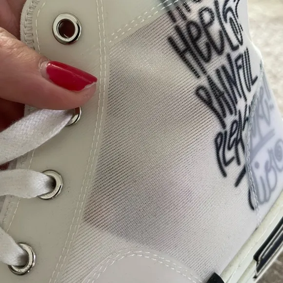 DIOR high top white sheer sneakers