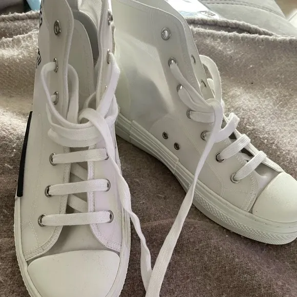 DIOR high top white sheer sneakers