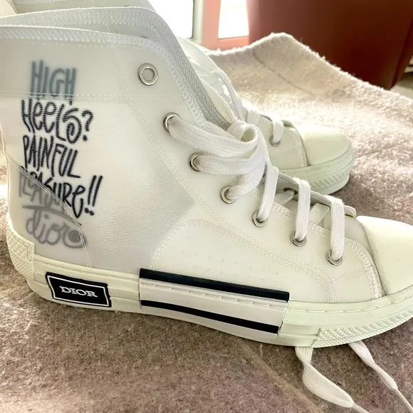 DIOR high top white sheer sneakers