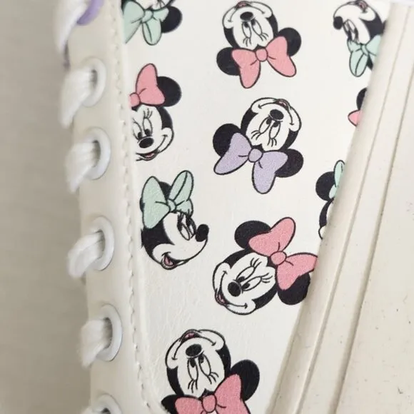 Disney Minnie Mouse White and Purple Sneakers with Chunky Platform Sole