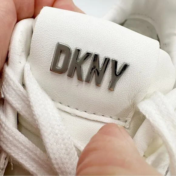 DKNY Aki Women's White Platform Low-Top Tie Sneakers Size 9M