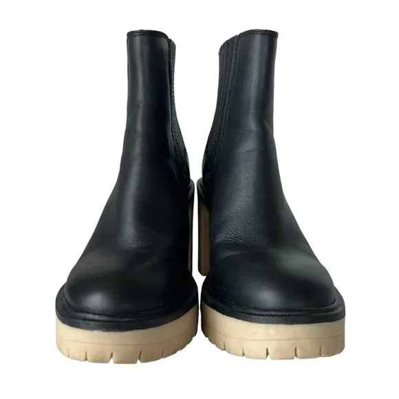 Dolce Vita Caster H20 Waterproof Leather Boots Chunky Heel Booties Size 8