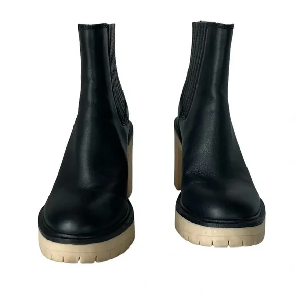 Dolce Vita Caster H20 Waterproof Leather Boots Chunky Heel Booties Size 8