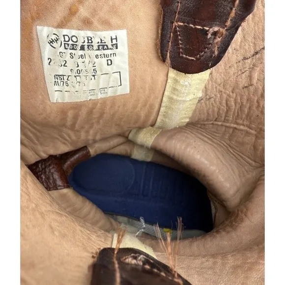 Double-H AG7 2282 Leather Pull On Work Western Boots Mens US 8.5 D Steel toe