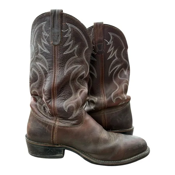 Double-H AG7 2282 Leather Pull On Work Western Boots Mens US 8.5 D Steel toe