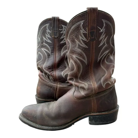 Double-H AG7 2282 Leather Pull On Work Western Boots Mens US 8.5 D Steel toe
