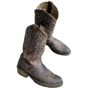 Double H men’s Dylan boots size 11D medium width brown leather gel Ice Western