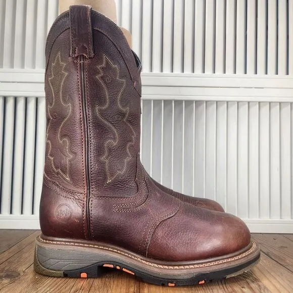 Double H DH5133 EH Safety Boots Men 7.5 EE Wide Brown Leather Composite Toe Work
