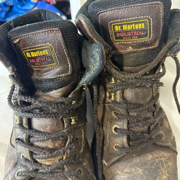 Dr Doc Martens Industrial Ironbridge Steel Toe Work Boots Mens 13 Brown Leather