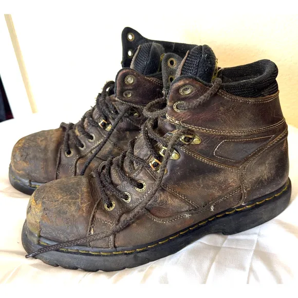 Dr Doc Martens Industrial Ironbridge Steel Toe Work Boots Mens 13 Brown Leather