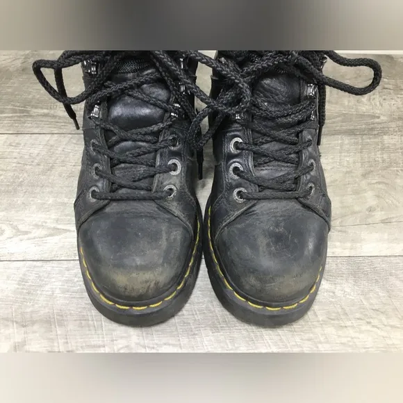 Dr. Doc Martens Industrial Womens Leather Steel Safety Toe Boots Size UK 5 US 7