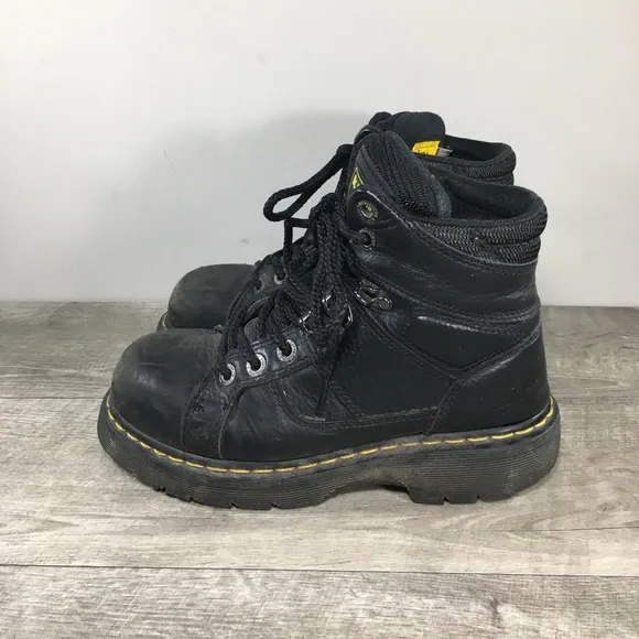Dr. Doc Martens Industrial Womens Leather Steel Safety Toe Boots Size UK 5 US 7