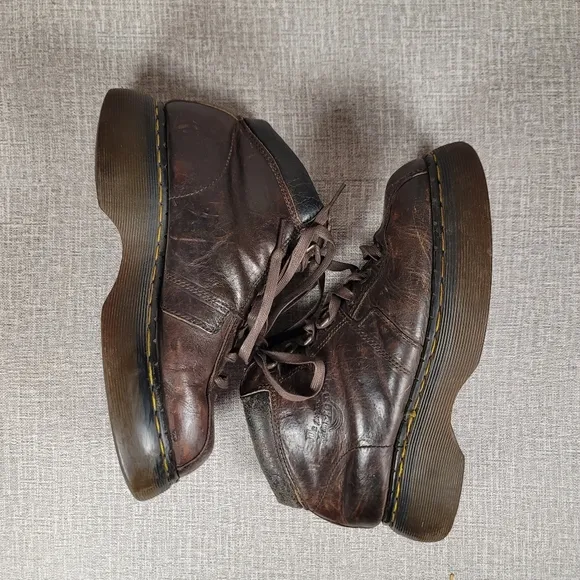 Dr. Doc Martens Vintage Steel Toe Brown Leather Boots Men's 7 Women's 8 EU39