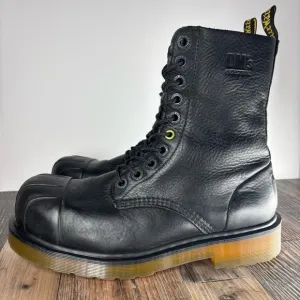 Dr. Martens Boots Mens 8 Steel Toe Safety Slip Resistant Leather Utility Laces