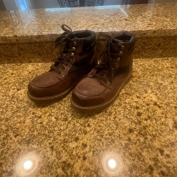 Dr. Martens Brown Leather Jamie Moc Toe Boots W9 M8