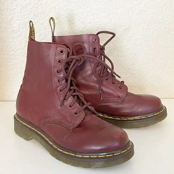 DR MARTENS Combat boots 1460 PASCAL BOOTS with Virginia leather in cherry red 6