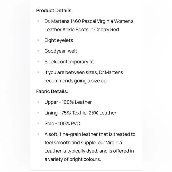 DR MARTENS Combat boots 1460 PASCAL BOOTS with Virginia leather in cherry red 6