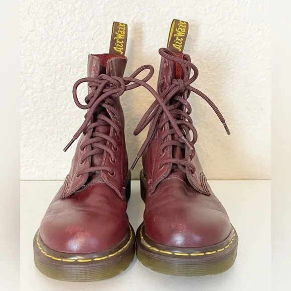 DR MARTENS Combat boots 1460 PASCAL BOOTS with Virginia leather in cherry red 6