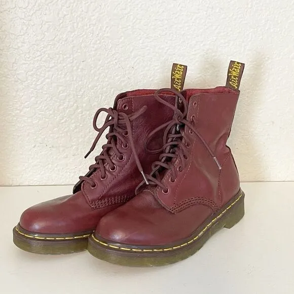 DR MARTENS Combat boots 1460 PASCAL BOOTS with Virginia leather in cherry red 6